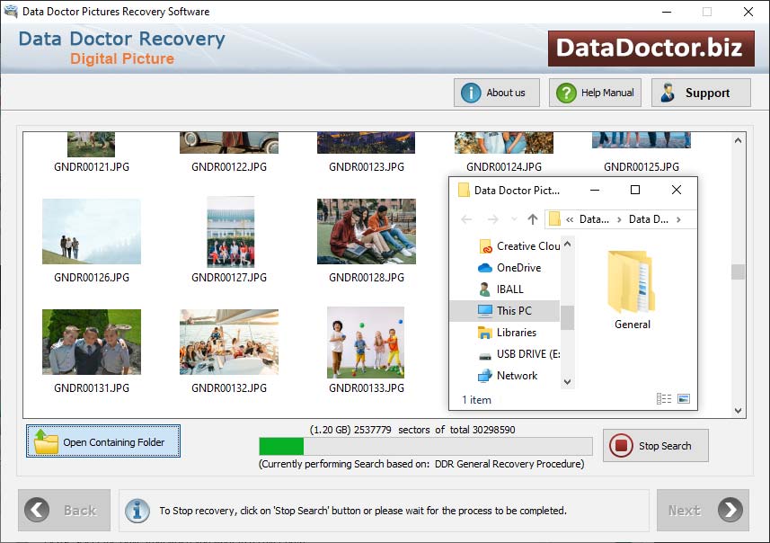 Captura de pantalla de Photos Recovery Utility