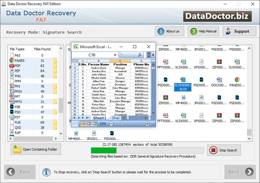 Captura de pantalla de Fat Data Recovery Software
