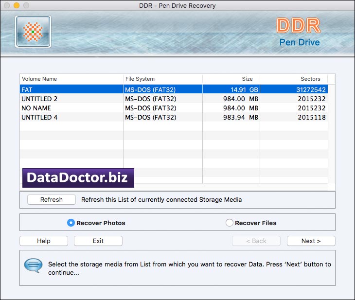 Captura de pantalla de Mac Pen Drive Recovery