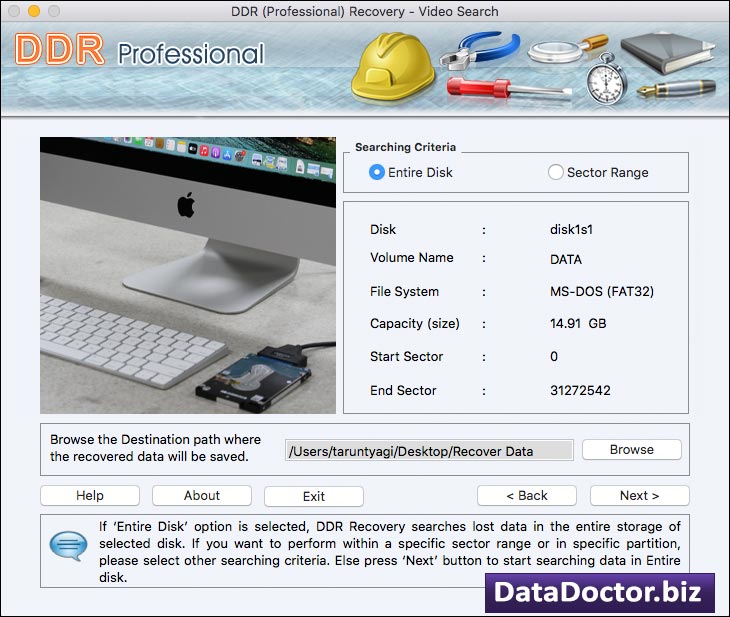 Captura de pantalla de Mac Professional Recovery