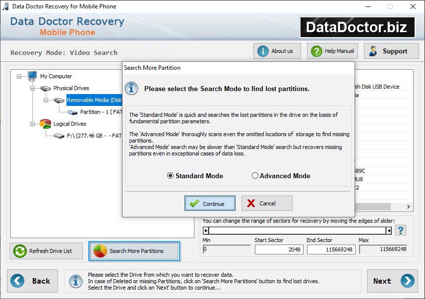 Captura de pantalla de Cell Phone Data Recovery Program