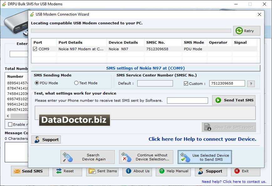 Captura de pantalla de bulk sms software for modems
