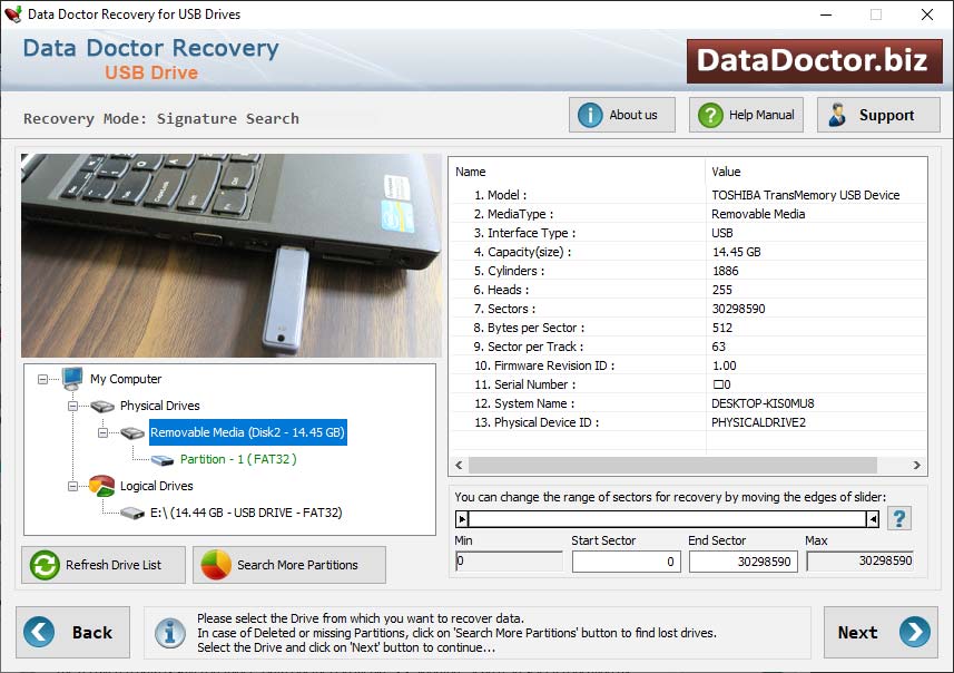 Captura de pantalla de USB Flash Drive Recovery