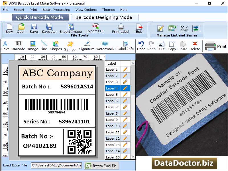 Captura de pantalla de Data Doctor Barcode Label Software