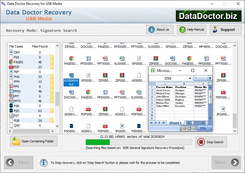 Captura de pantalla de Removable Media Data Repair