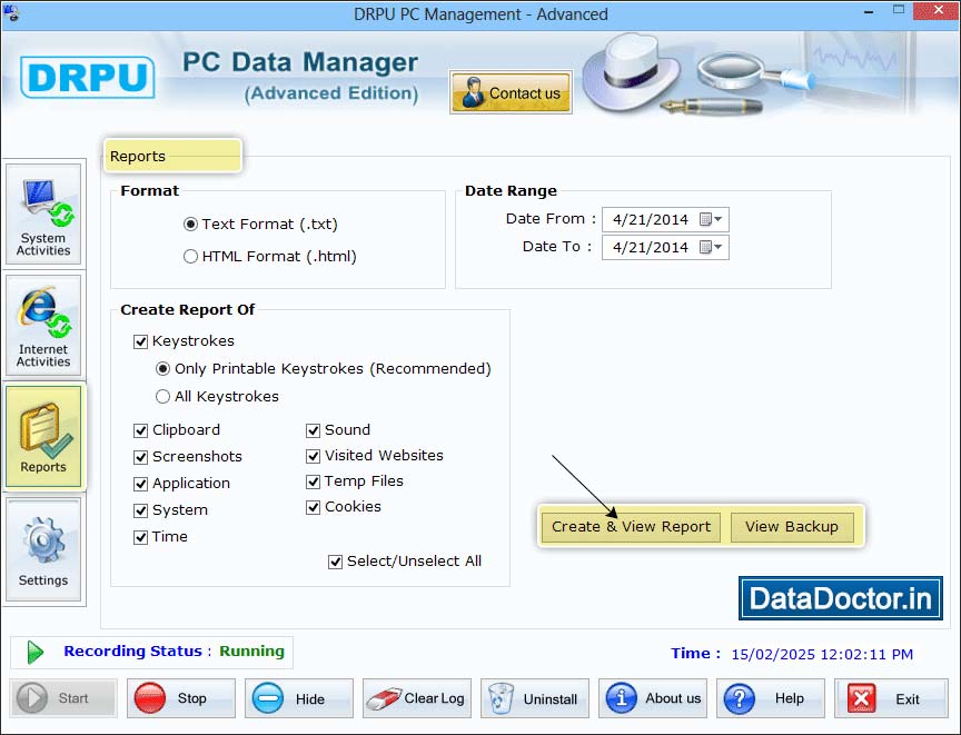 Captura de pantalla de Key Logger Tool