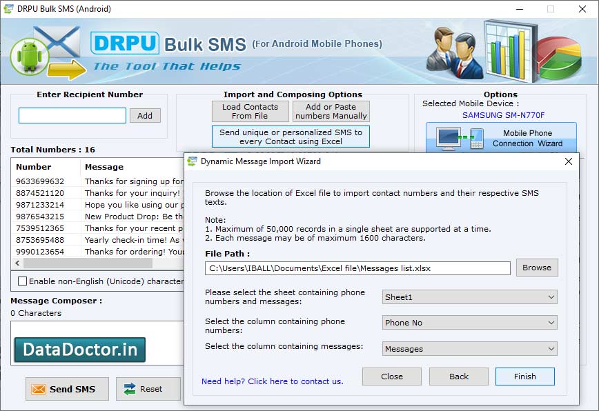 Captura de pantalla de Android Mobile Bulk SMS
