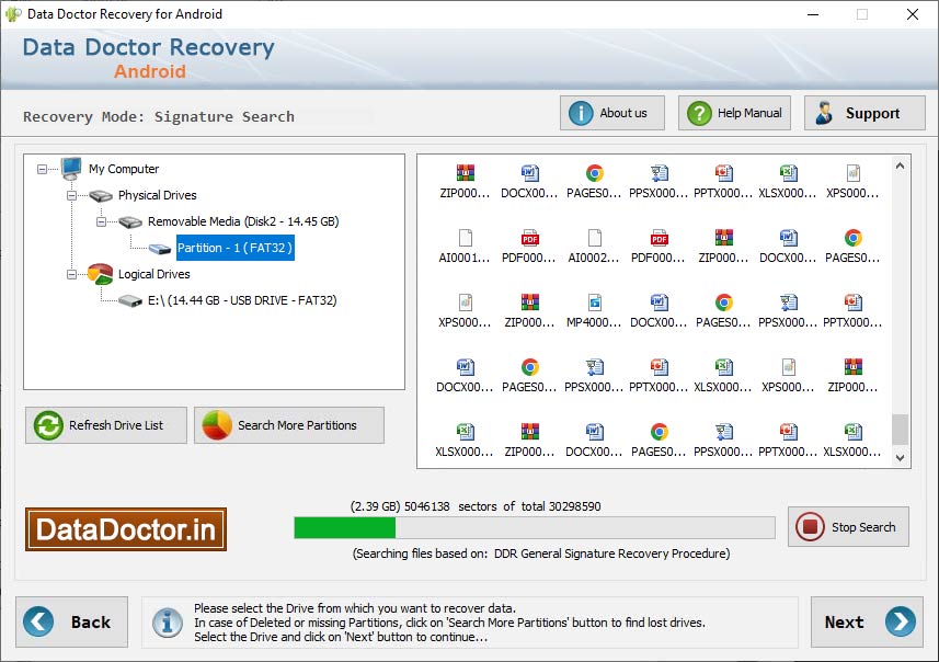 Captura de pantalla de Android Files Recovery Software