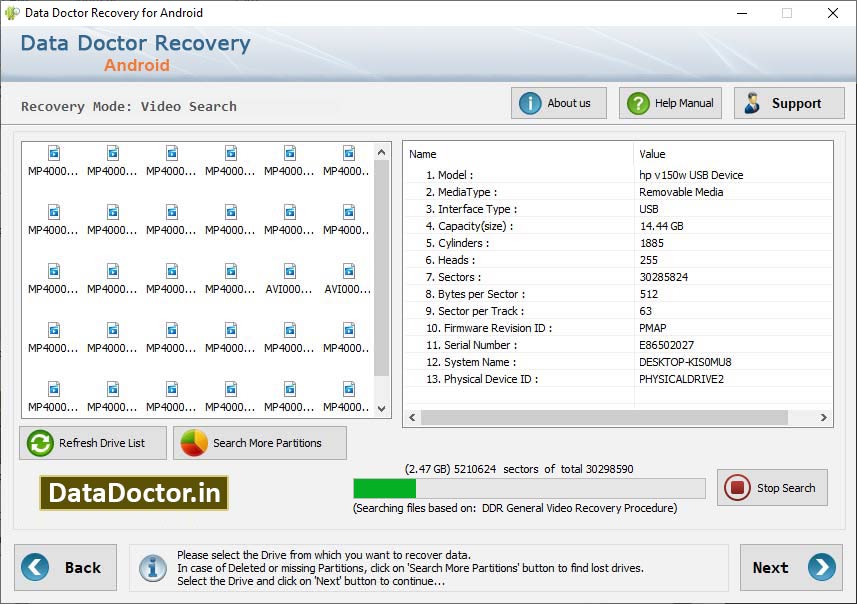 Captura de pantalla de Android Data Recovery