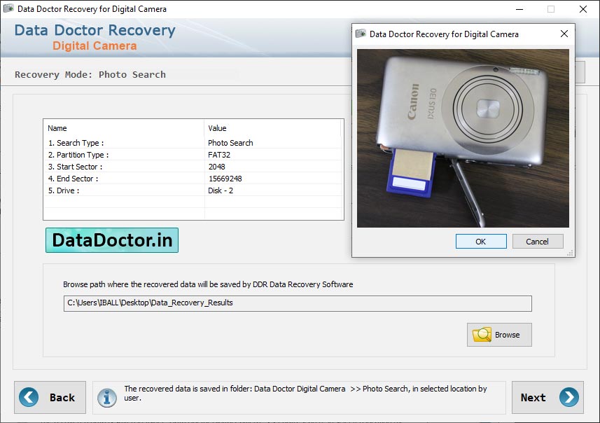 Captura de pantalla de Digital Camera File Recovery