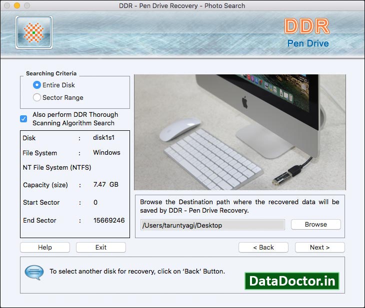 Captura de pantalla de Mac USB Drive Recovery