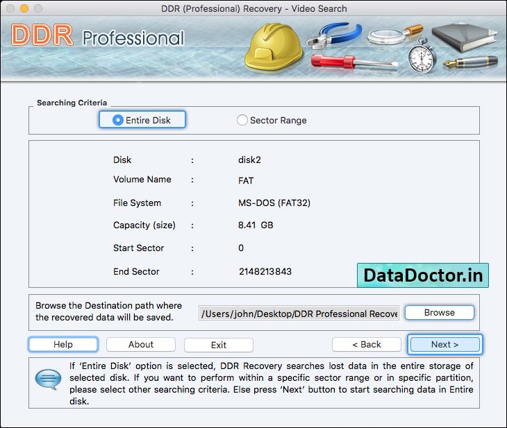 Captura de pantalla de Data Recovery Mac