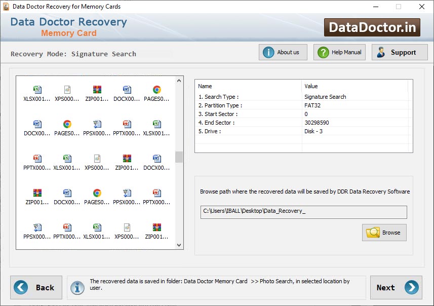 Captura de pantalla de Memory Card Data Recovery Utility