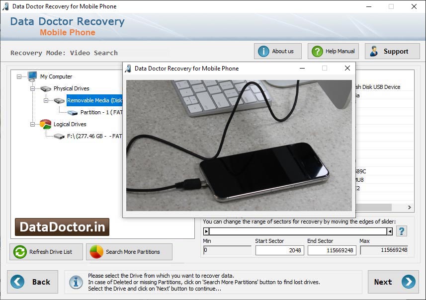 Captura de pantalla de Mobile Phone Recovery Software