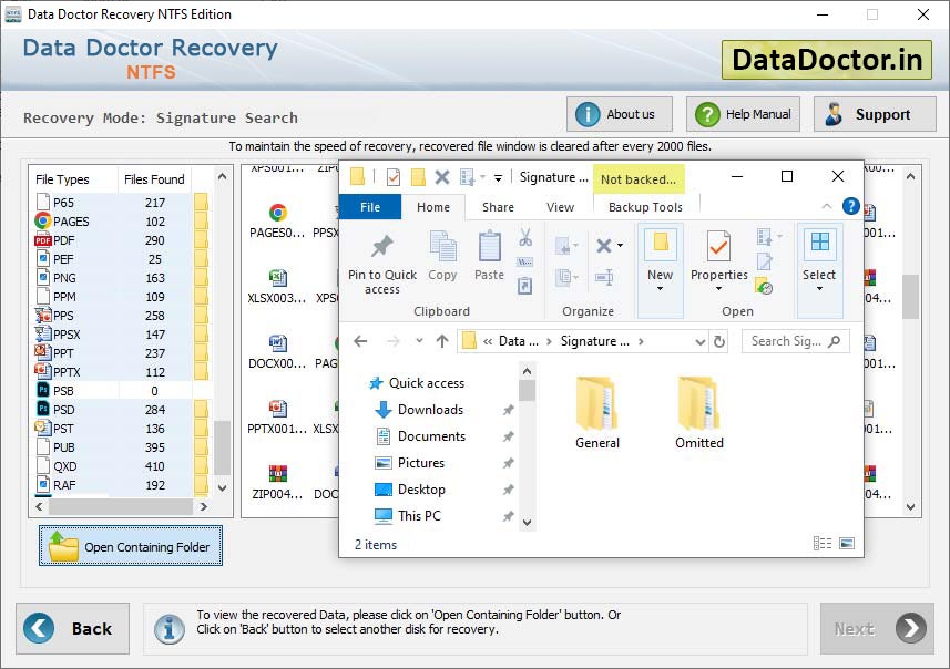 Captura de pantalla de NTFS Partition Data Recovery