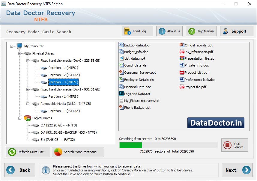 Captura de pantalla de Data Recovery Software for Windows