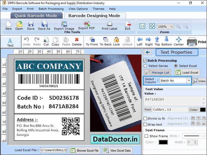 Captura de pantalla de Packaging Barcode Generator Software