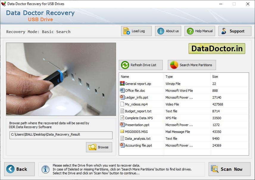 Captura de pantalla de Pen Drive Data Recovery
