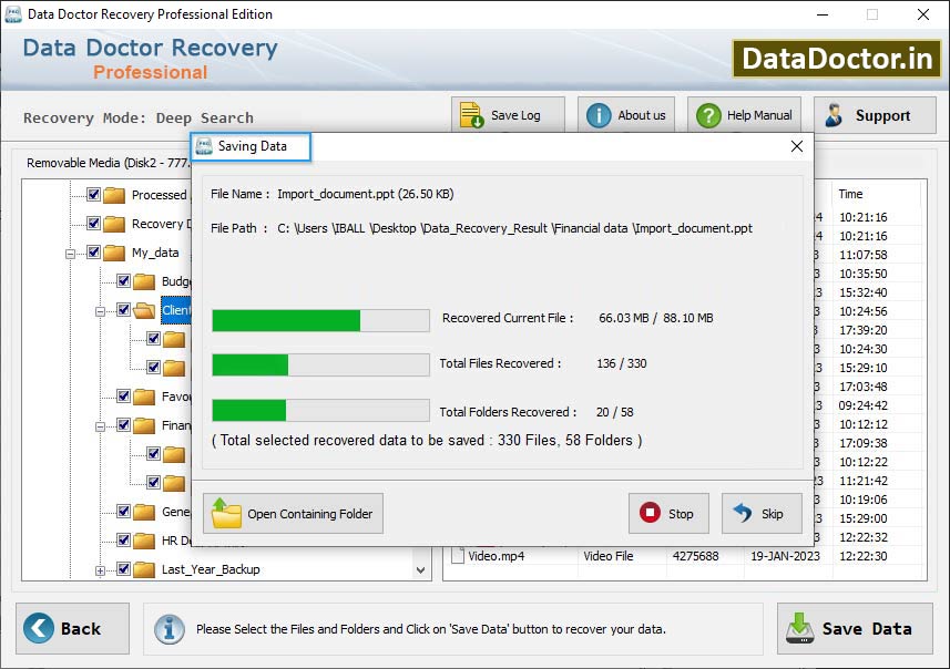 Captura de pantalla de Professional Data Recovery