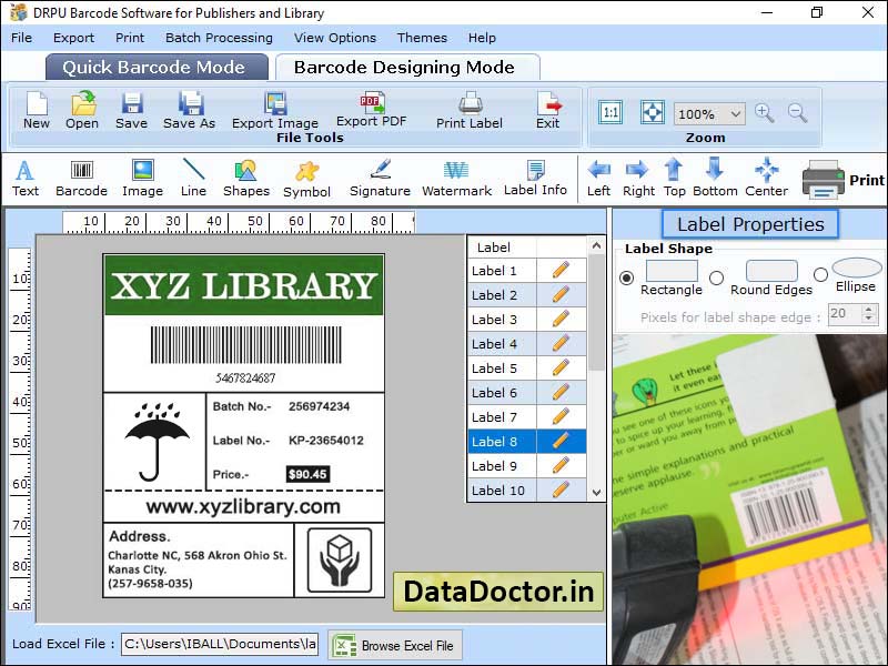 Captura de pantalla de Library Barcode Generator