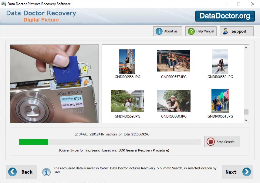 Captura de pantalla de Digital Camera Pictures Recovery
