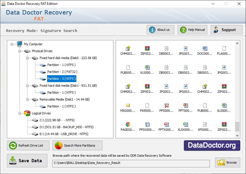 Captura de pantalla de FAT Partition Data Recovery