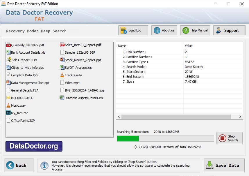 Captura de pantalla de Windows Fat Partition Recovery