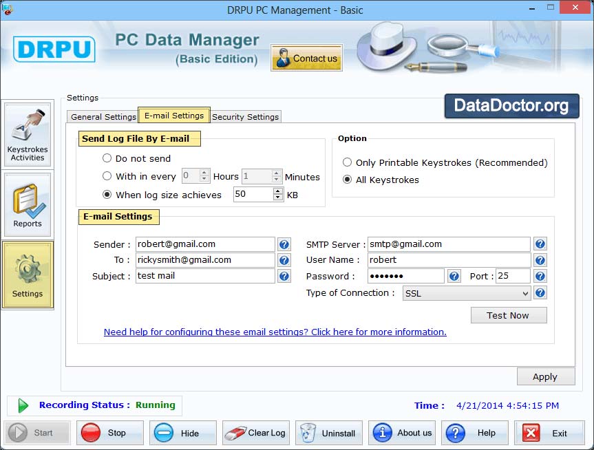 Captura de pantalla de Download KeyLogger Software