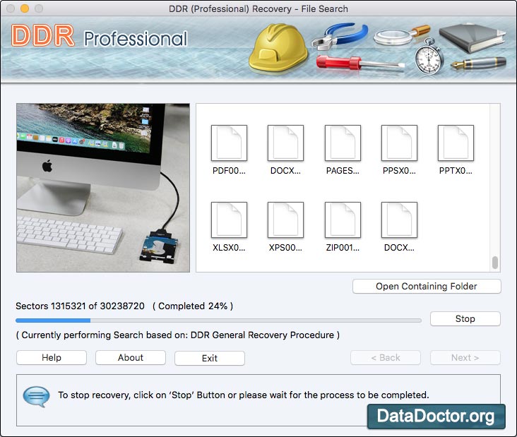 Captura de pantalla de Mac Data Recovery Application