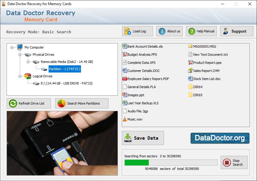 Captura de pantalla de Memory Card Photos Restore