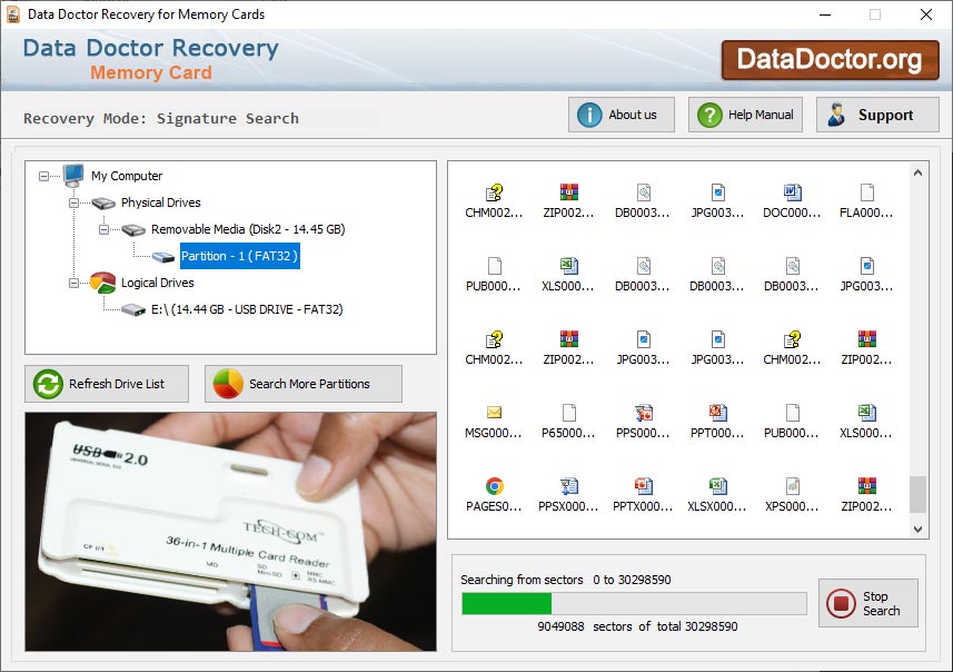 Captura de pantalla de Memory Card Files Recovery