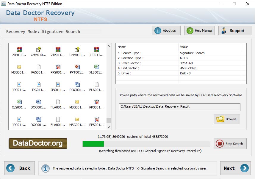 Captura de pantalla de NTFS Partition Data Recovery Software