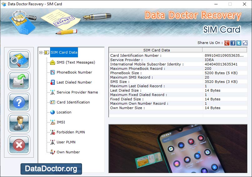 Captura de pantalla de Sim Card Message Recovery