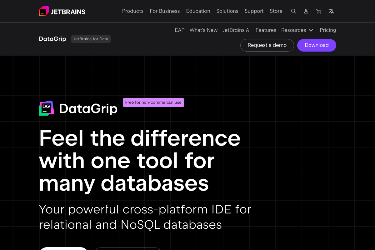 Captura de pantalla de DataGrip