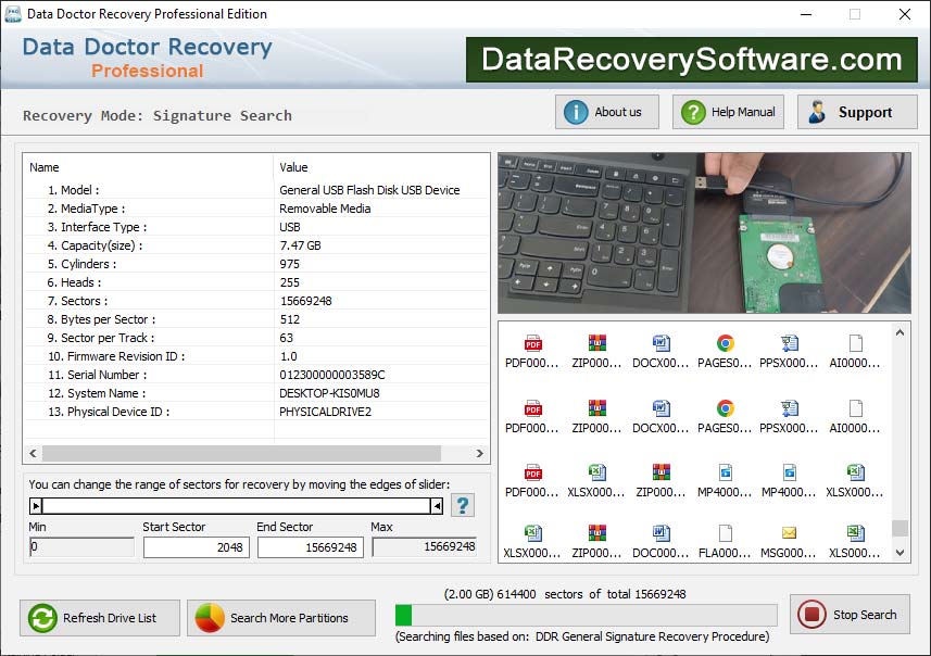 Captura de pantalla de Professional Data Recovery Software