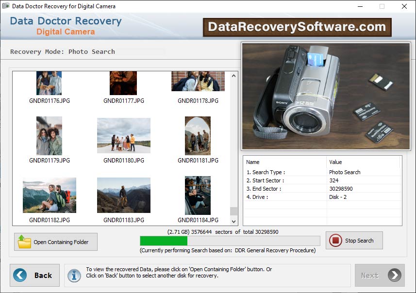 Captura de pantalla de Camera Restore Software