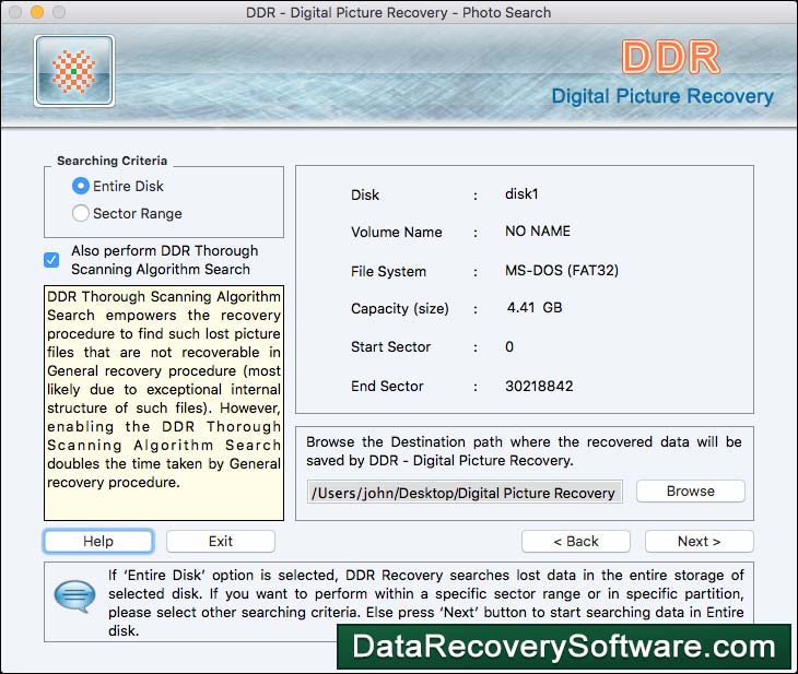 Captura de pantalla de Free Mac Photo Recovery Software