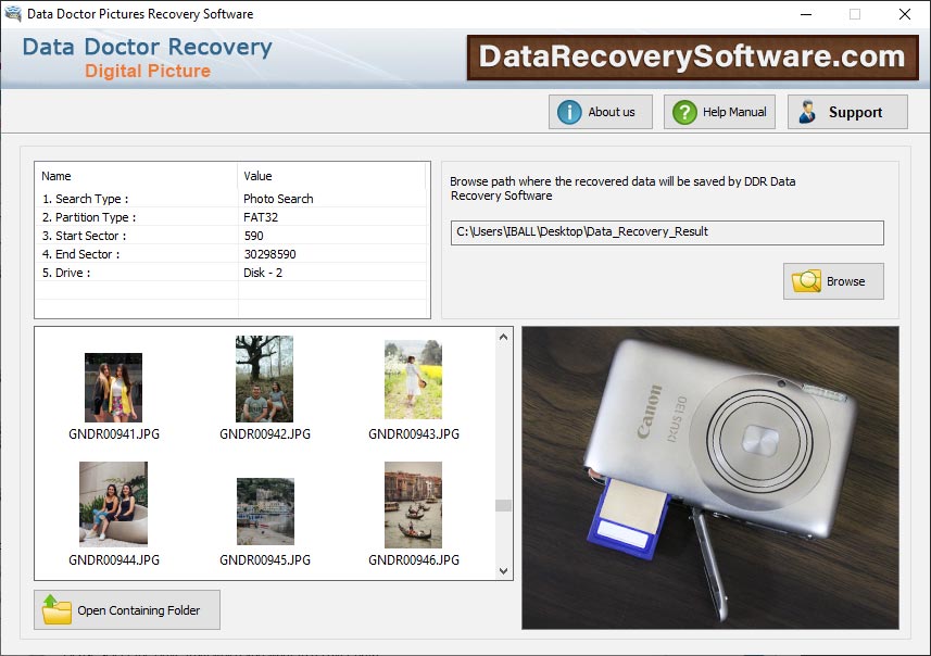 Captura de pantalla de Recovery Software for Digital Pictures