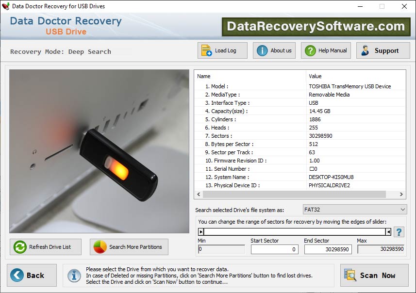 Captura de pantalla de Pen Drive Recovery