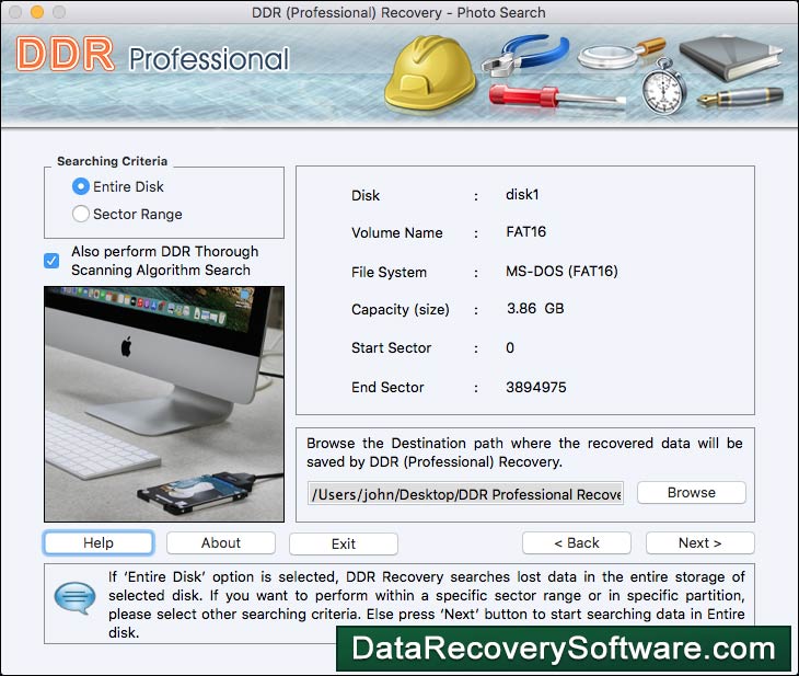 Captura de pantalla de Pro Data Rescue Macintosh