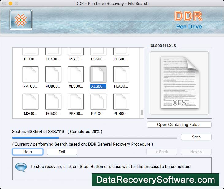 Captura de pantalla de Data Recovery USB Mac