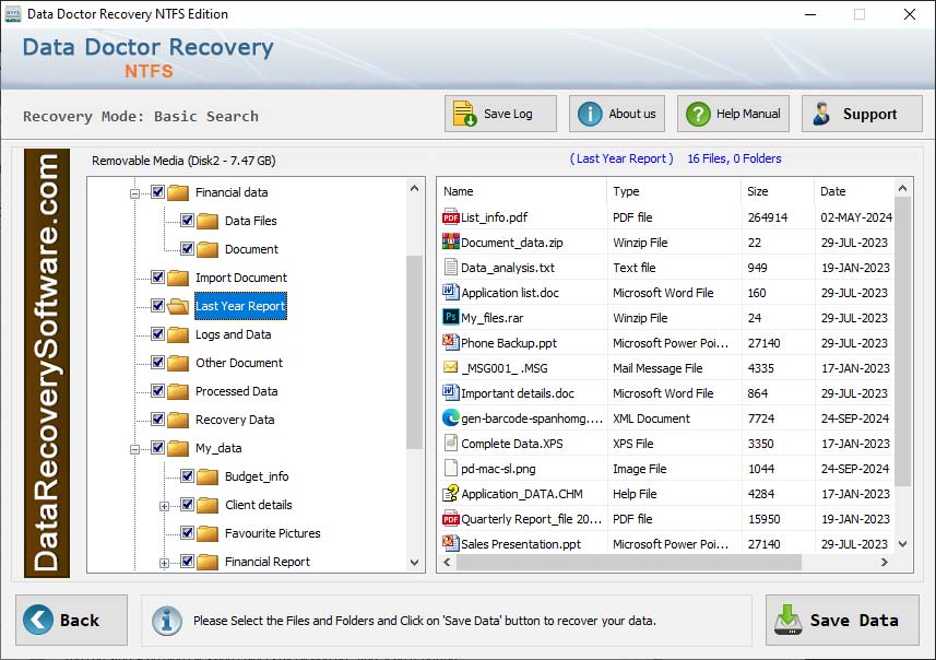Captura de pantalla de Data Recovery Software NTFS