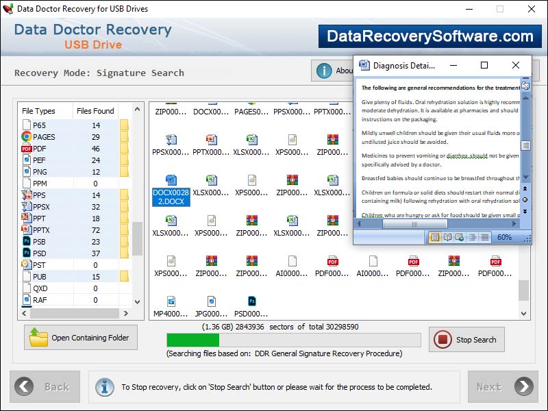Captura de pantalla de DDR Data Pen Drive Recovery Software
