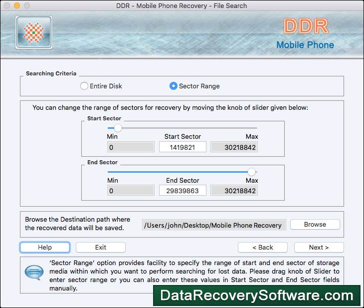 Captura de pantalla de Mac Mobile Phone Files Recovery