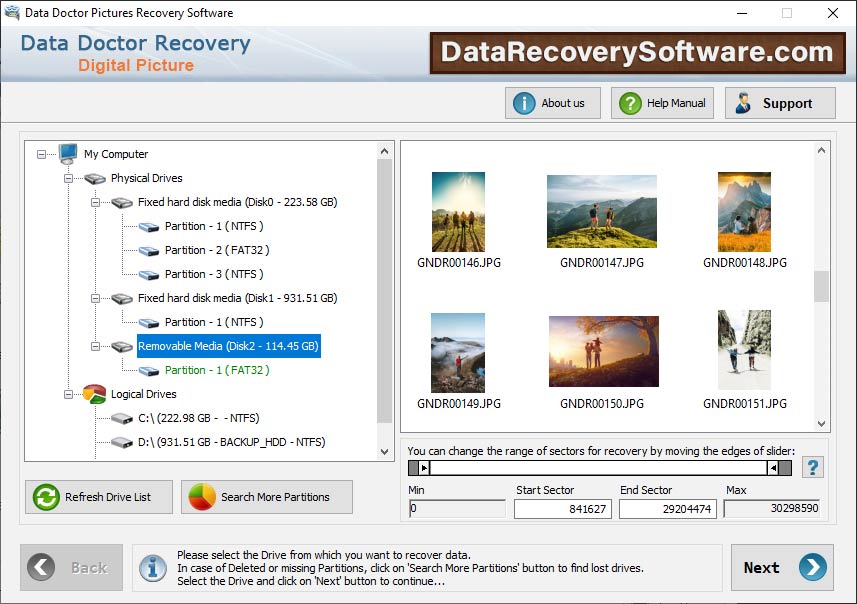 Captura de pantalla de Data Recovery Software for USB Drive
