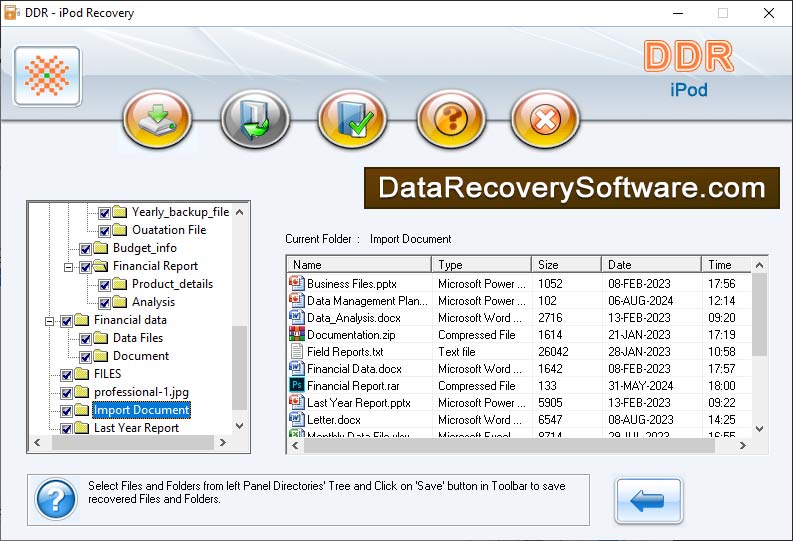 Captura de pantalla de iPod Data Recovery Software