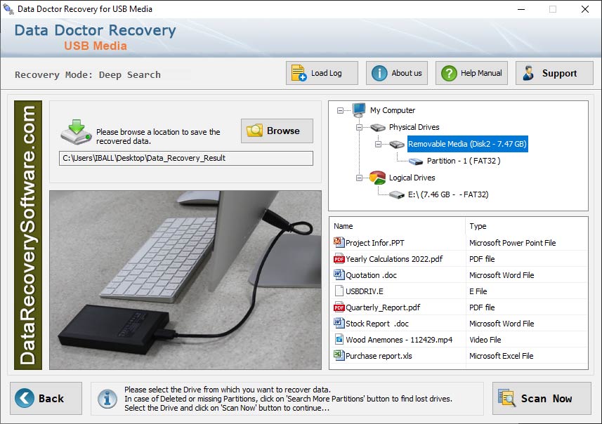 Captura de pantalla de USB Digital Media Data Recovery