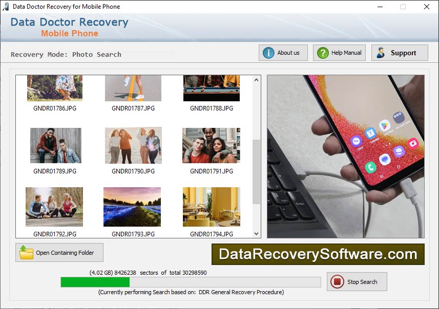 Captura de pantalla de Mobile Phone Data Retrieval Software