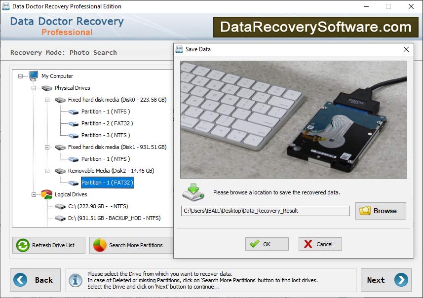 Captura de pantalla de Data Recovery Professional Software