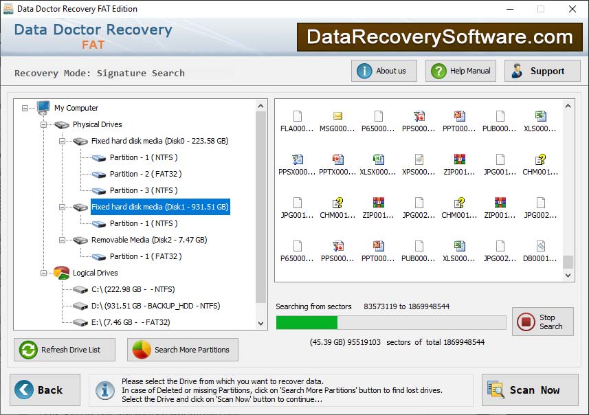 Captura de pantalla de Data Recovery Fat